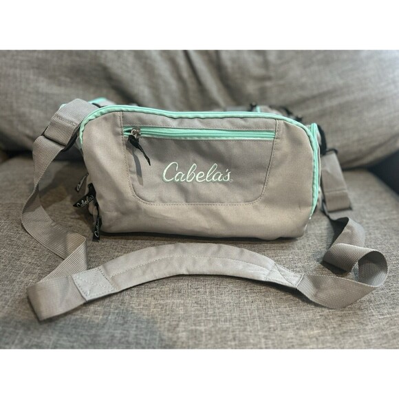 Cabelas Catch All Small Duffle Bag Golf Gym Hiking Camping Gray Seafoam Green - Picture 1 of 8